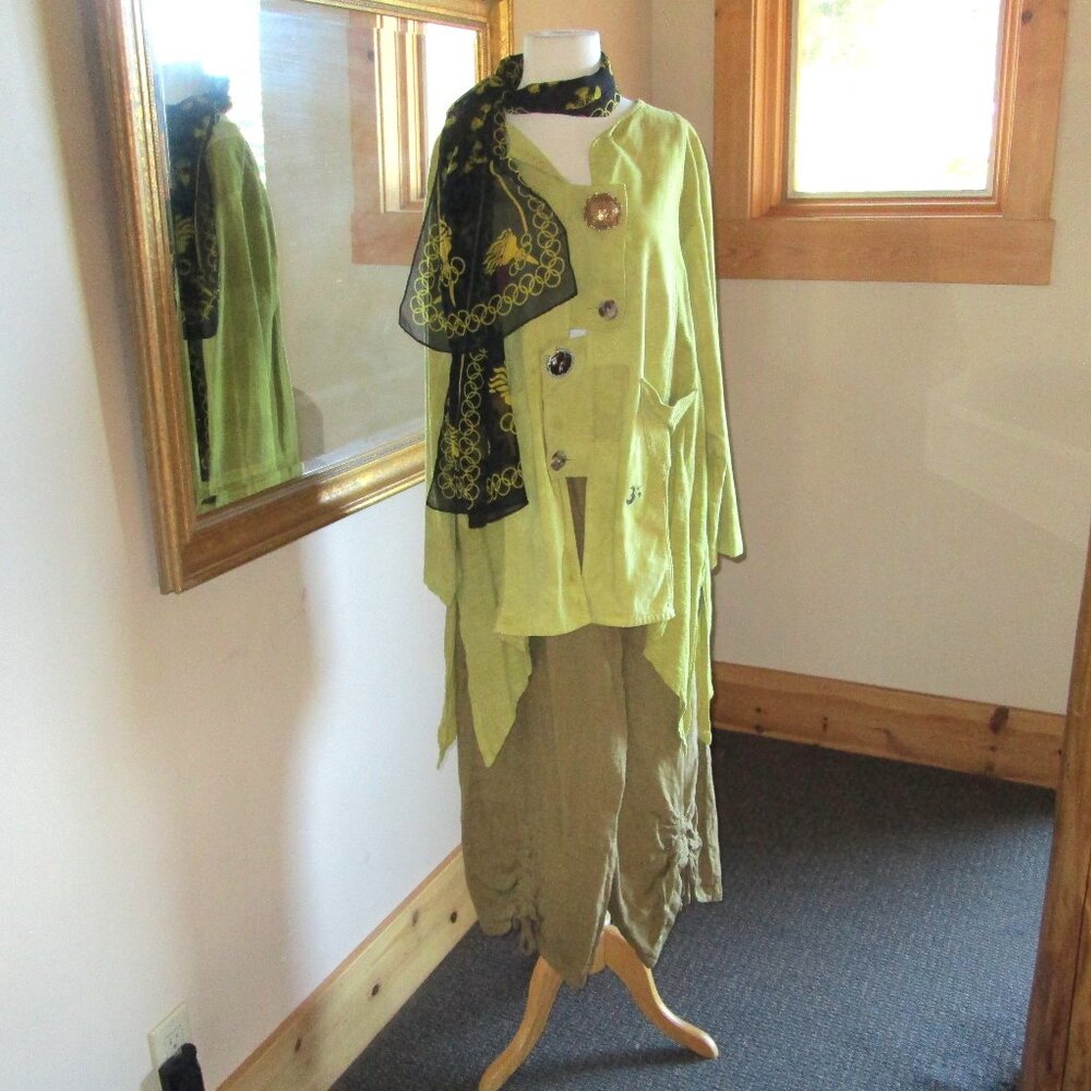 Steel Pony Asymmetrical Tunic Top w/ Wide-Leg Bryn Walker Pants & Olympic Scarf - Picture 3 of 9